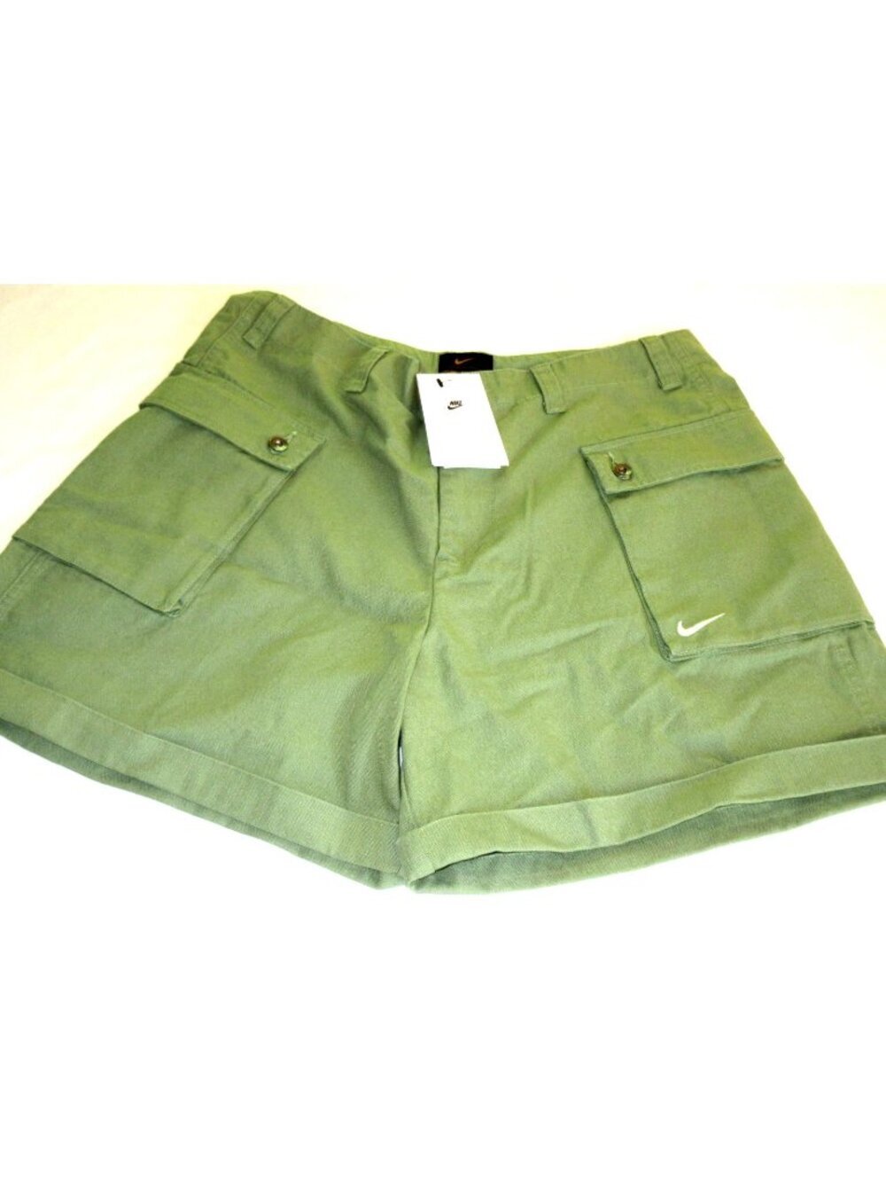 Men's Nike Life Woven P44 Cargo Cotton Canvas Shorts Green White Size 34 NWT